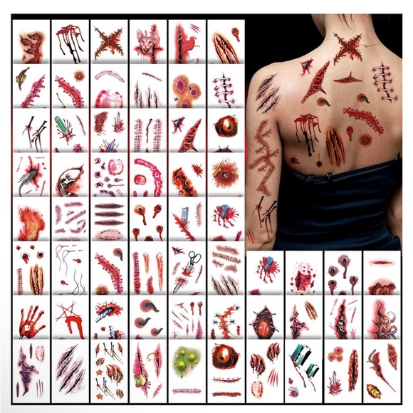 Face gem London fake scar temporary tattoos Halloween - Picture 6 of 11